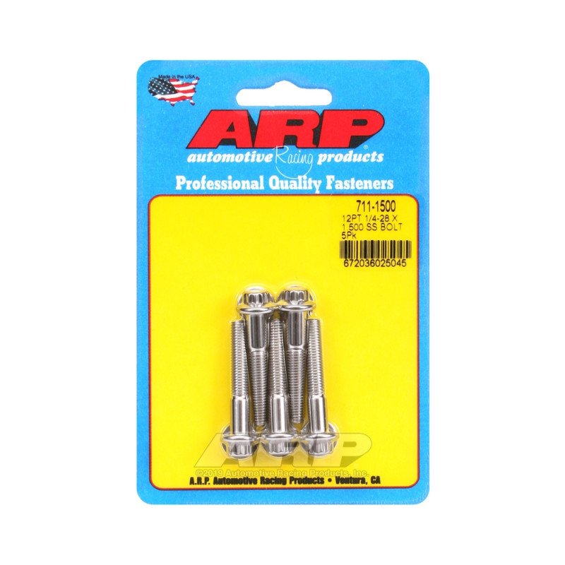 Set de șuruburi și piulițe universale ARP 1/4-28 – Oțel inoxidabil, 12 bucăți x 5 - ARP-711-1500 - 711-1500 - 3666618197227